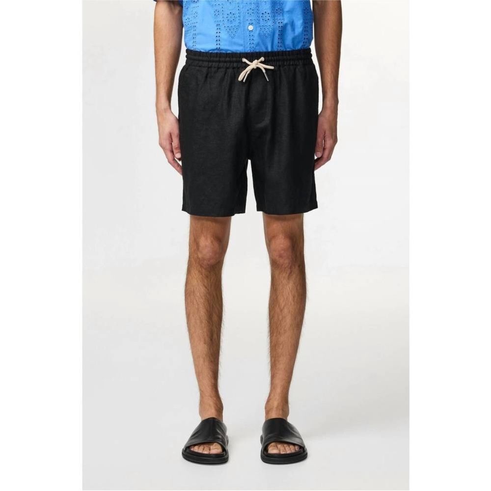NN07 Gregor Straight Twill Drawstring Shorts Black Size Medium